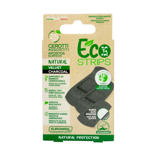 Eurosirel Eco Strips Natural Apósito Negro 7x2cm 25uds