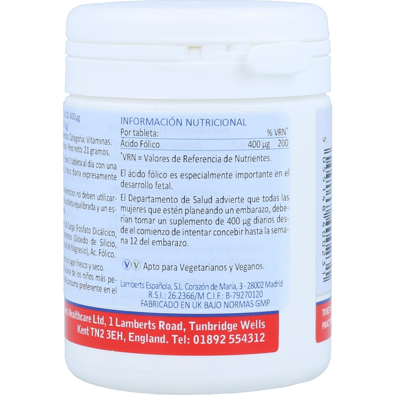 Lamberts ácido fólico 400g 100 tabletas