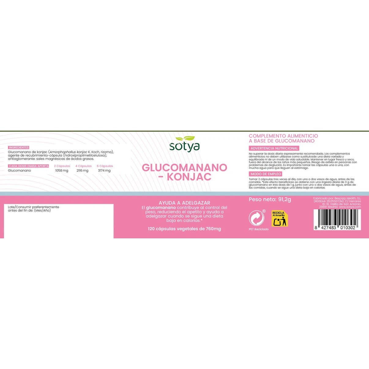 Sotya Glucomanano-Konjac 760mg 120caps