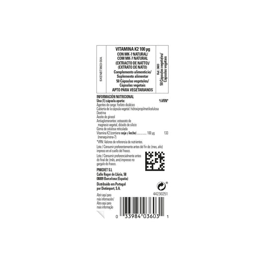 Solgar Vitamina K2 100 mcg con MK-7 natural 50 cápsulas.