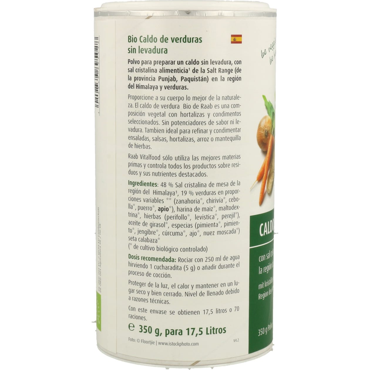 Raab Vitalfood Caldo de Verduras sin Levadura Bote Bio 350g