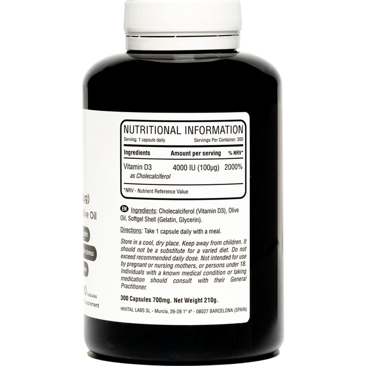 Hivital Vitamina D3 4000 UI 300 perlas
