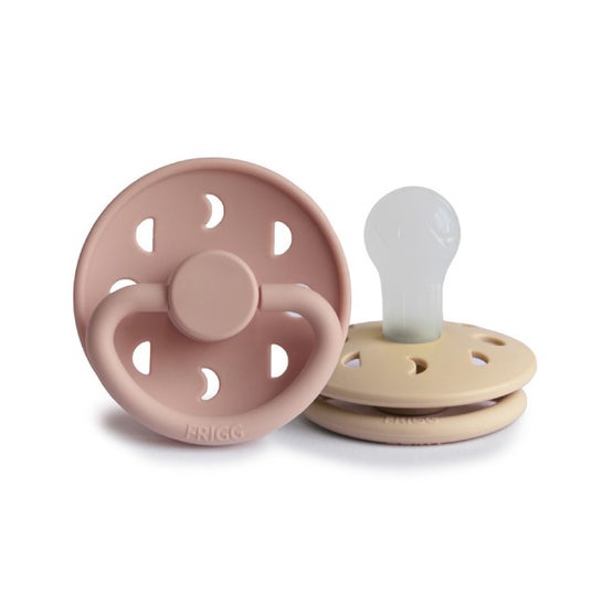 Frigg Moom Phase Silicone Pacifier Blush Croissant 0M+ 2uds