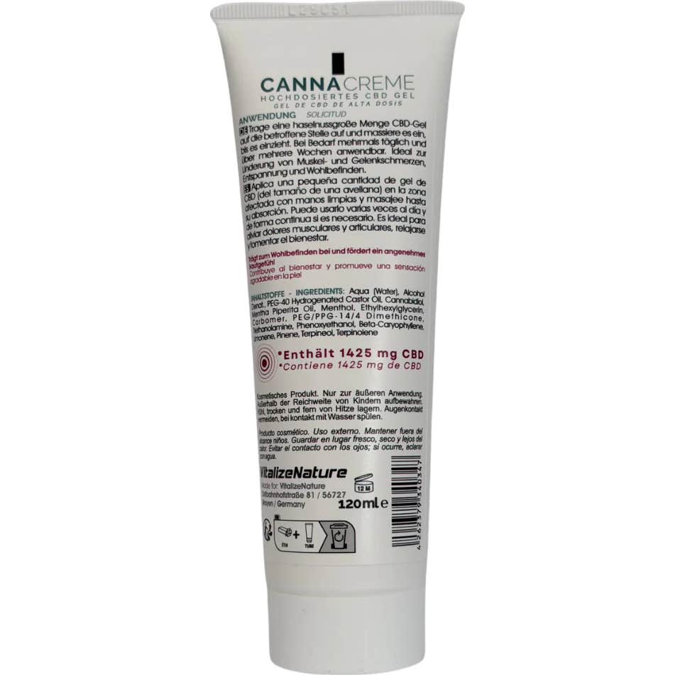 Vitalizenature Gel Crema Cbd Frío 1425mg 120ml