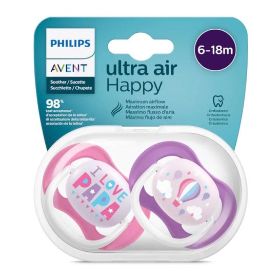 Avent Chupete Ultra Air I Love Papa 6-18 M 2 uds
