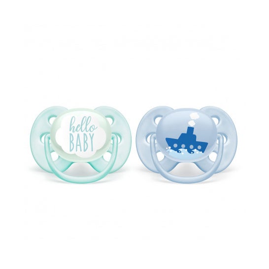 Avent Chupete Ultra Soft 0-6m Azul y Verde 2uds