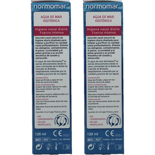 Normomar Spray Agua Mar Isotónica Fuerza Intensa 2x240 ml