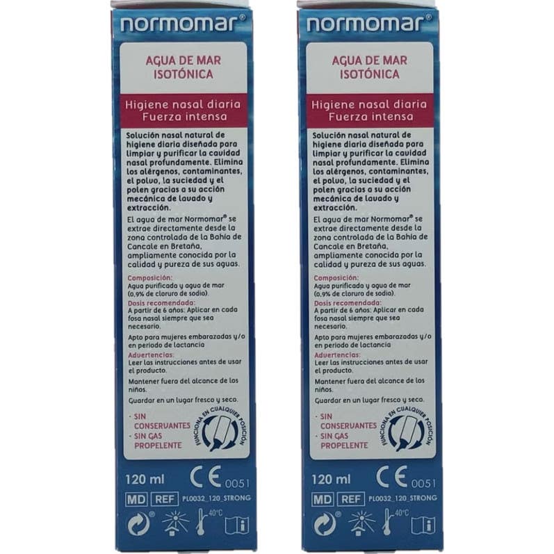 Normomar Spray Agua Mar Isotónica Fuerza Intensa 2x240 ml
