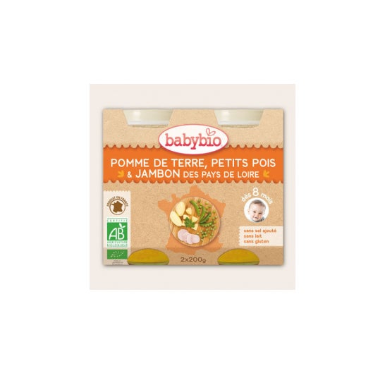 Babybio Menú Pequeñas Ollas Verduras y Jamón BIO en 8 meses 2 x 200 g