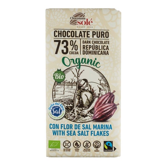 Chocolates Solé Chocolate Puro Negro 73% Cocoa Bio 100 g