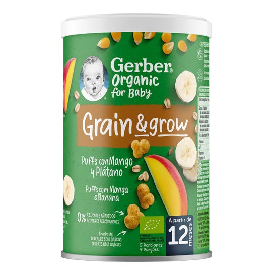 Gerber Organic Puffs Snacks de Cereales con Mango y Plátano 35g