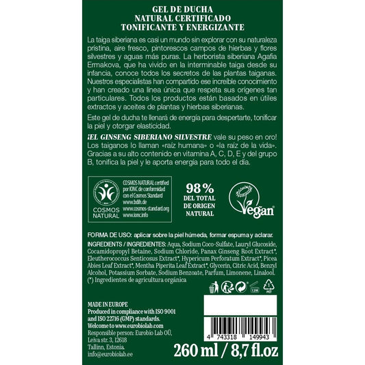 White Agafia Gel de Ducha Natural Tonificante y Energizante 260ml
