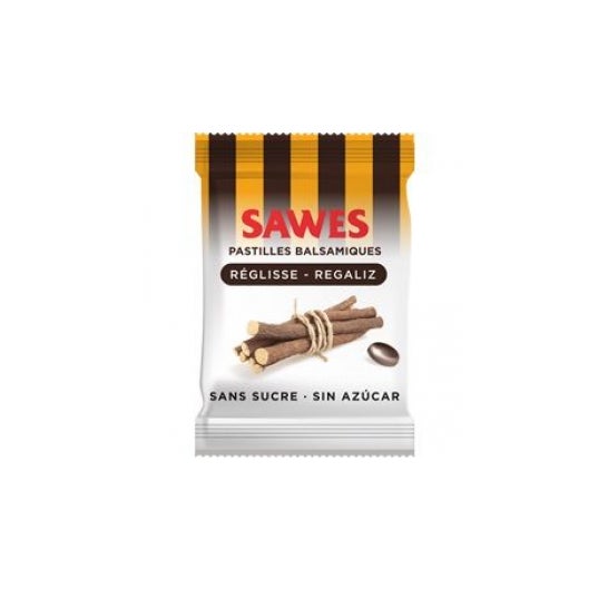 Sawes Pastillas balsámicas sin azúcar sabor Regaliz Vitamina C en bolsa 50 g
