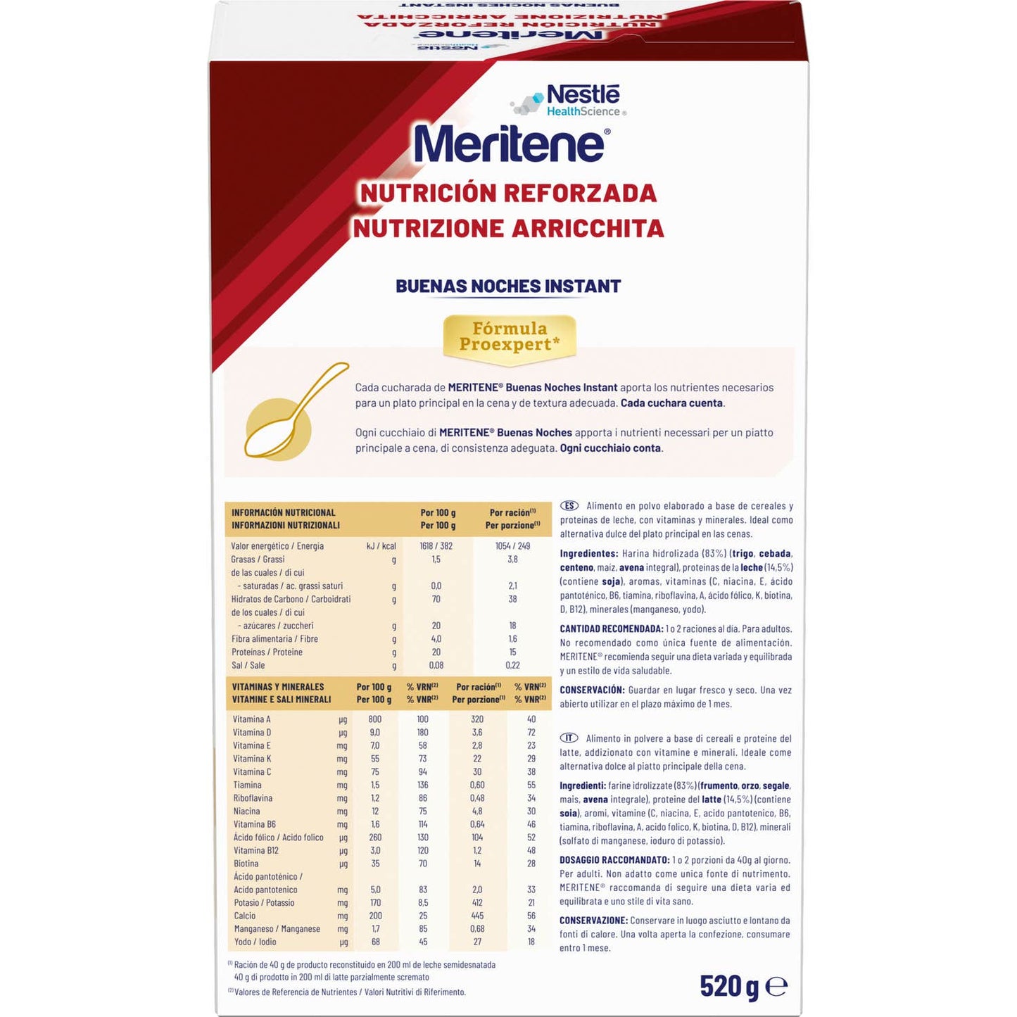 Meritene Nutrición Reforzada Buenas Noches Instant Cereales 520g