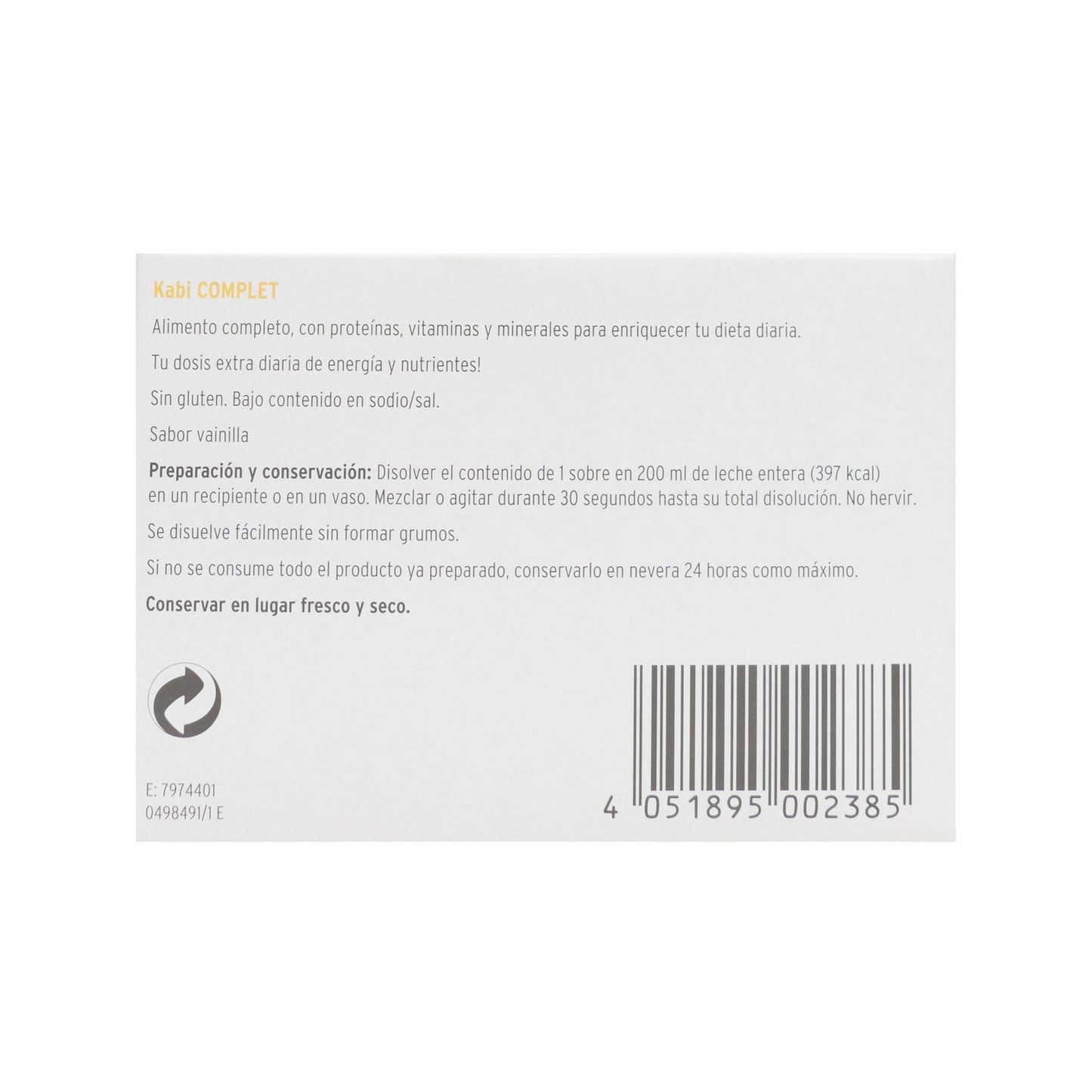 Kabi Complet polvo sabor vainilla 7 sobres 62g