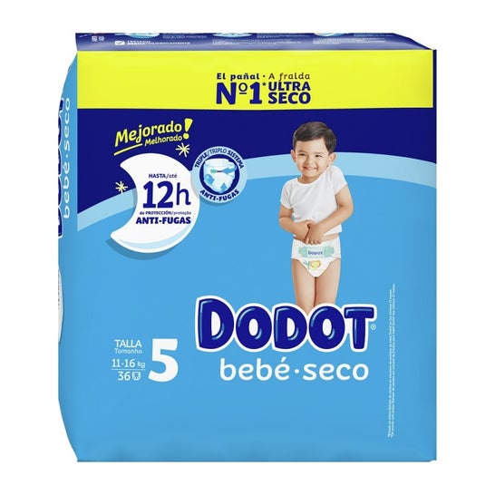 Dodot Pañal Bebé Seco 12h T5 36uds