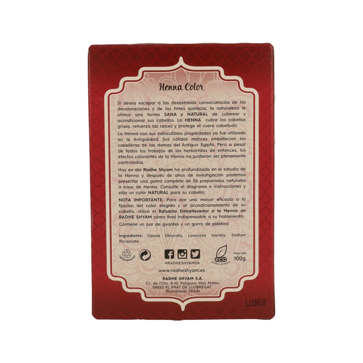 Radhe Shyam Henna Supercaoba Oscuro Polvo