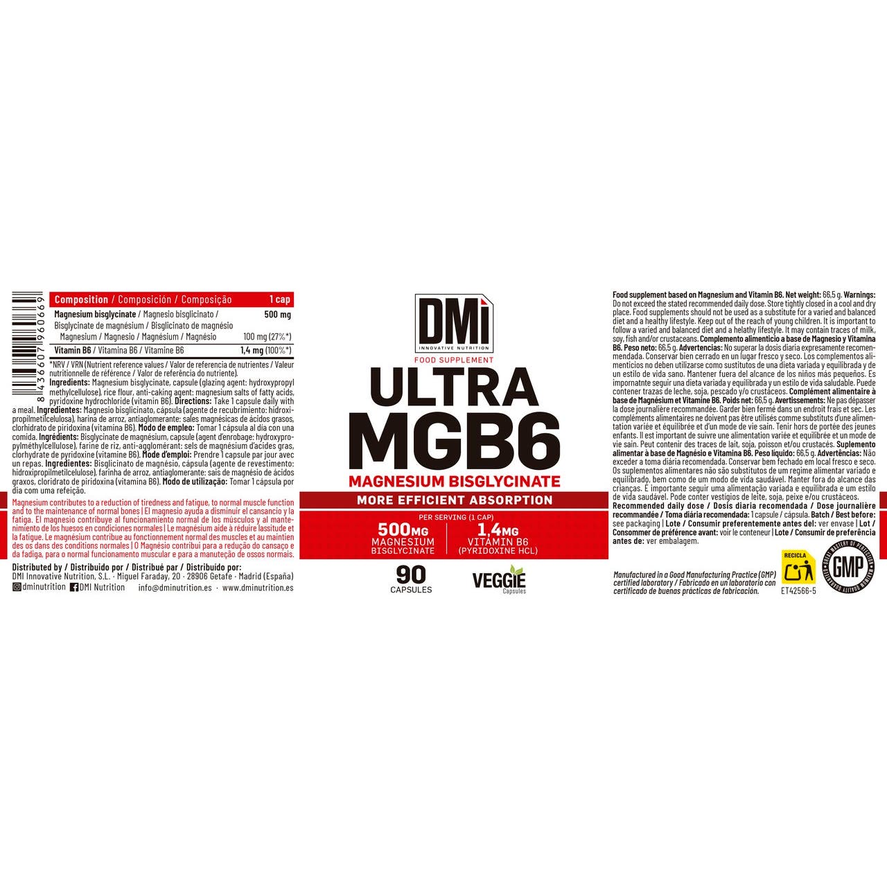 DMI Nutrition Ultra Mgb6 Magnesium Bisglycinate 90caps