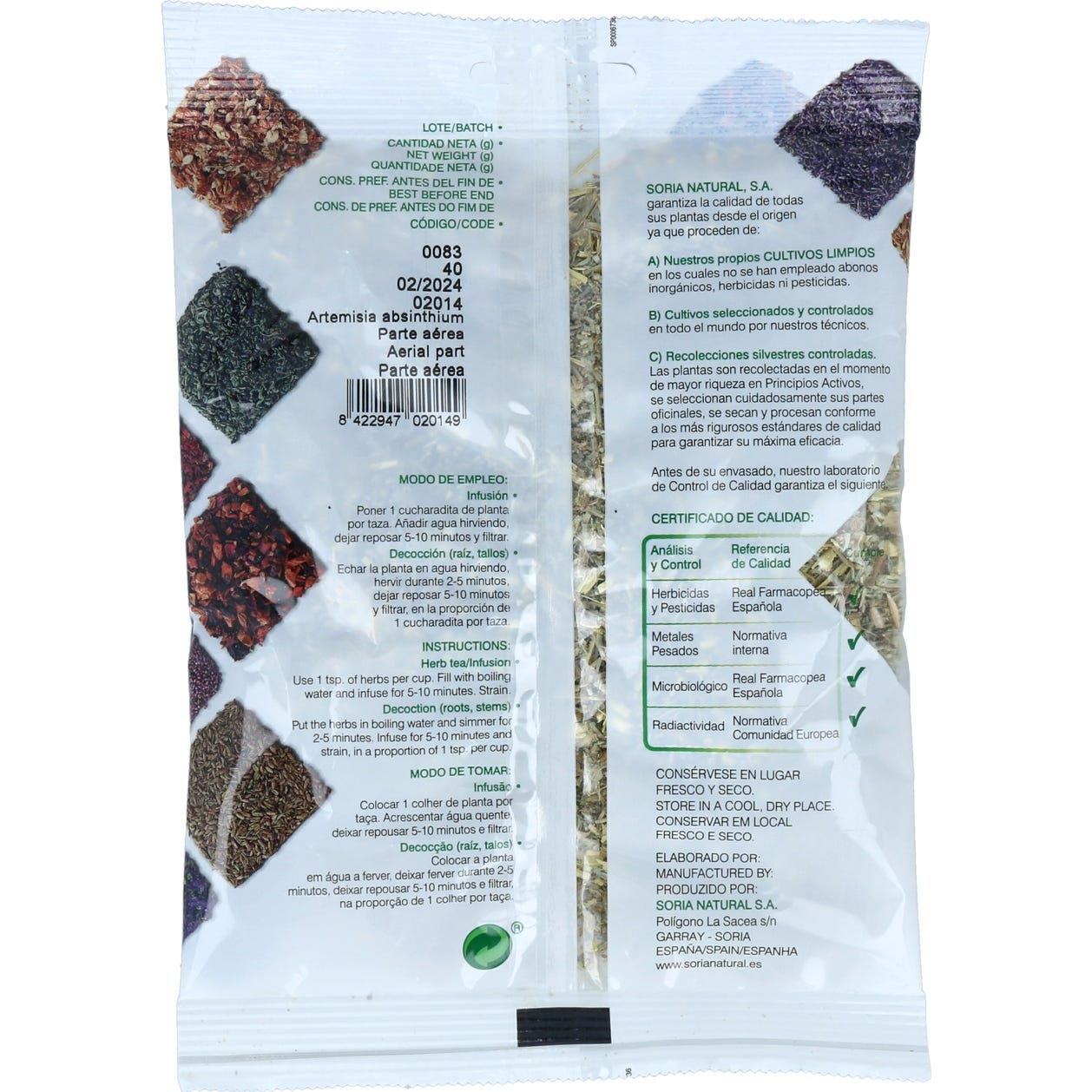 Soria Natural Infusion Ajenjo Bolsa 40 Gr