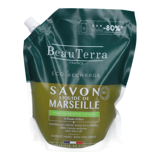 Beauterra Jabón Líquido Marsella Menta Limón Recarga 900 ml