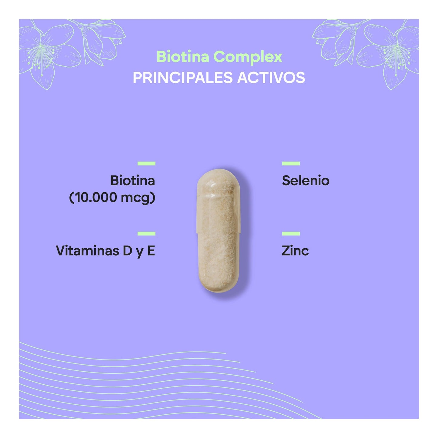 Nutralie Biotina Complex + Vit D y E 10000mcg Pelo, Piel, Uñas 120caps