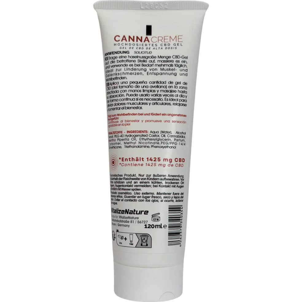 Vitalizenature Gel Crema Cbd Calor 1425mg 120ml