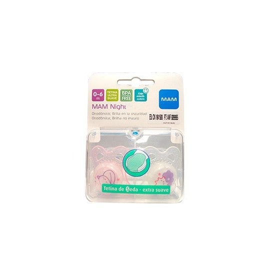 Mam Night chupete silicona con caja esterilizadora 0-6M 2uds