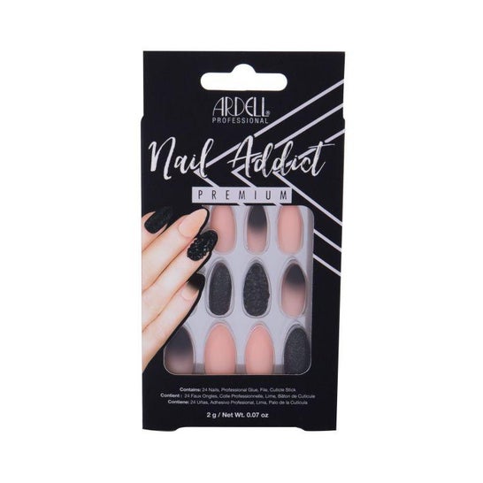 Ardell Set Nail Addict Premium Uñas Black Stud & Pink Ombre 1ud