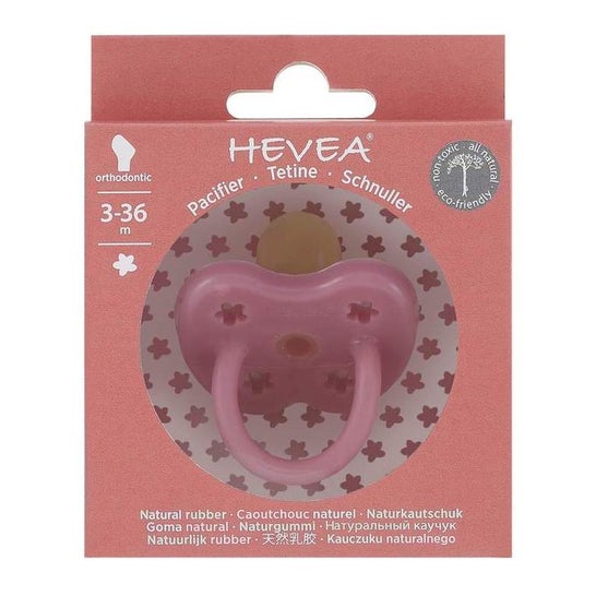 Hevea Chupete Redondo 0 3M Rosa Goma Natural 1ud