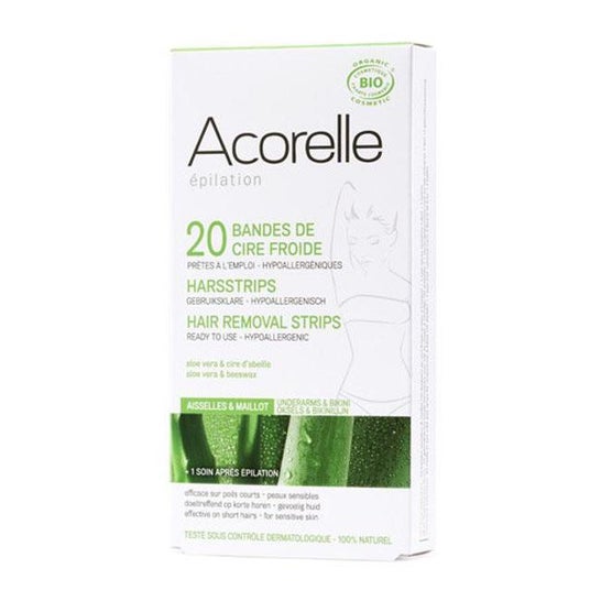 Acorelle Bandas Depilatorias Cera Fría Ingles Axilas 20 uds