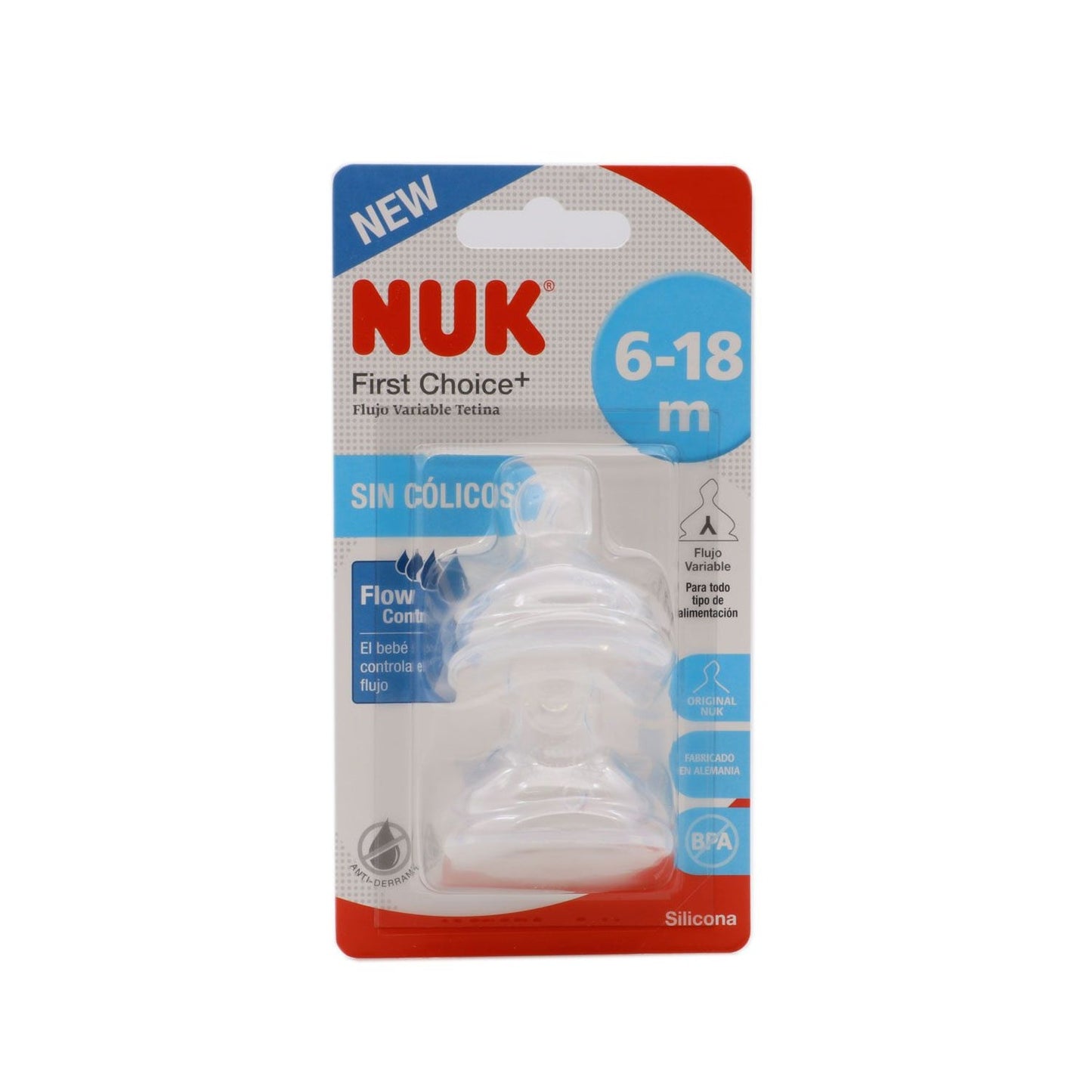 Nuk Tetina Fc+ Flow Control 6-18 Meses Silicona 2uds