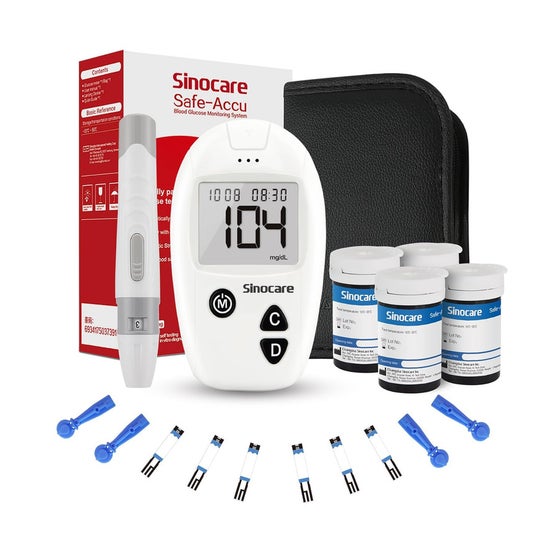Sinocare Accu 100 Kit Glucómetro + 100 Tiras Mg/Dl