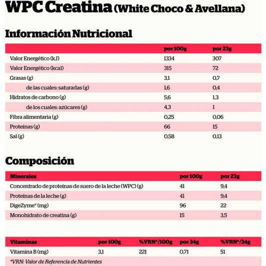 Nutrisport Creatina Creapure® & Proteína Choco Blanco con Avellana 500g