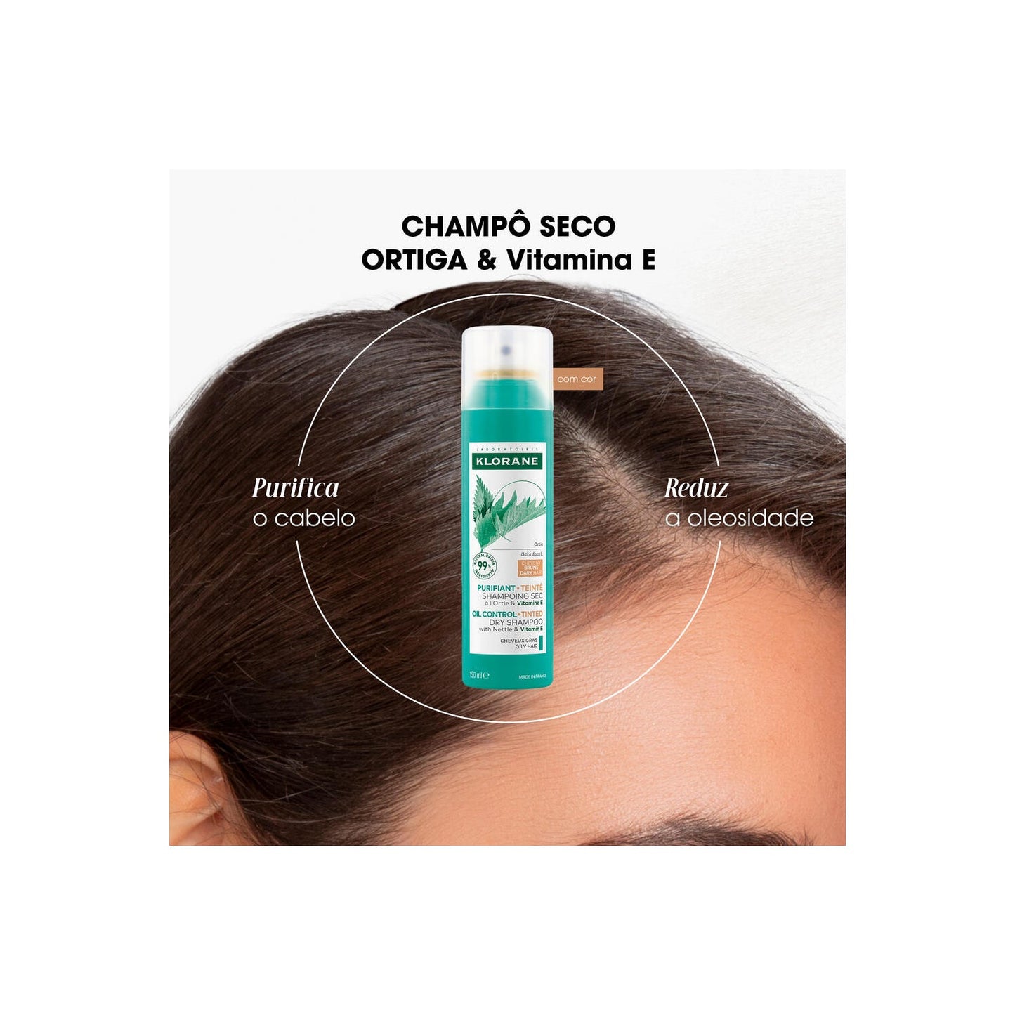 Klorane Champú Seco a la Ortiga Cabello Castaño 150ml