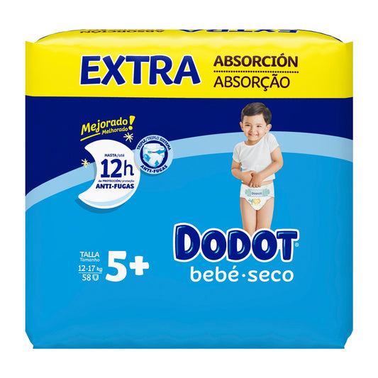 Dodot Fraldas Bebé Seco Tamanho 5+ 13-18kg 58 Unidades