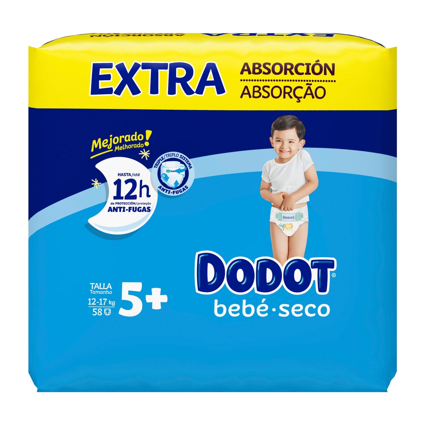 Dodot Fraldas Bebé Seco Tamanho 5+ 13-18kg 58 Unidades