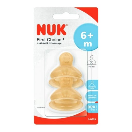Nuk Tetina látex talla boca ancha talla 2 orificio l 2uds