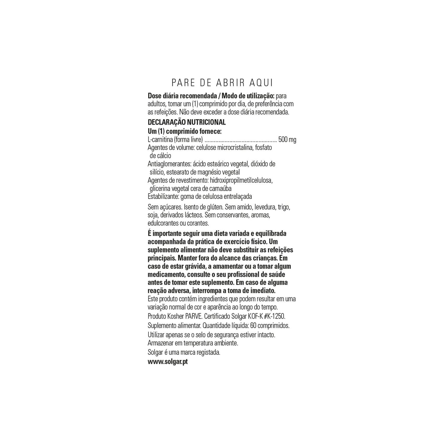 Solgar L-Carnitina 500mg 60comp