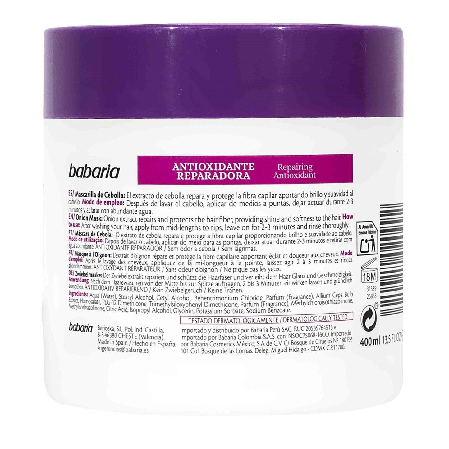 Babaria mascarilla capilar de cebolla 400ml