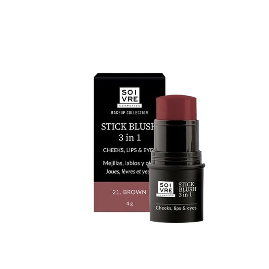 Soivre Cosmetics Stick Blush 3 In 1 Mejillas Labios y Ojos Brown 4 g