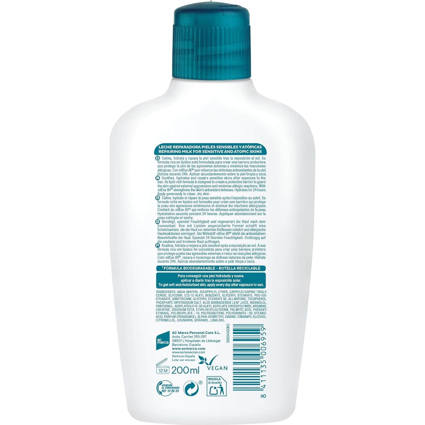 Ecran Aftersun Sensitive Leche Antialergias Solares 200 ml