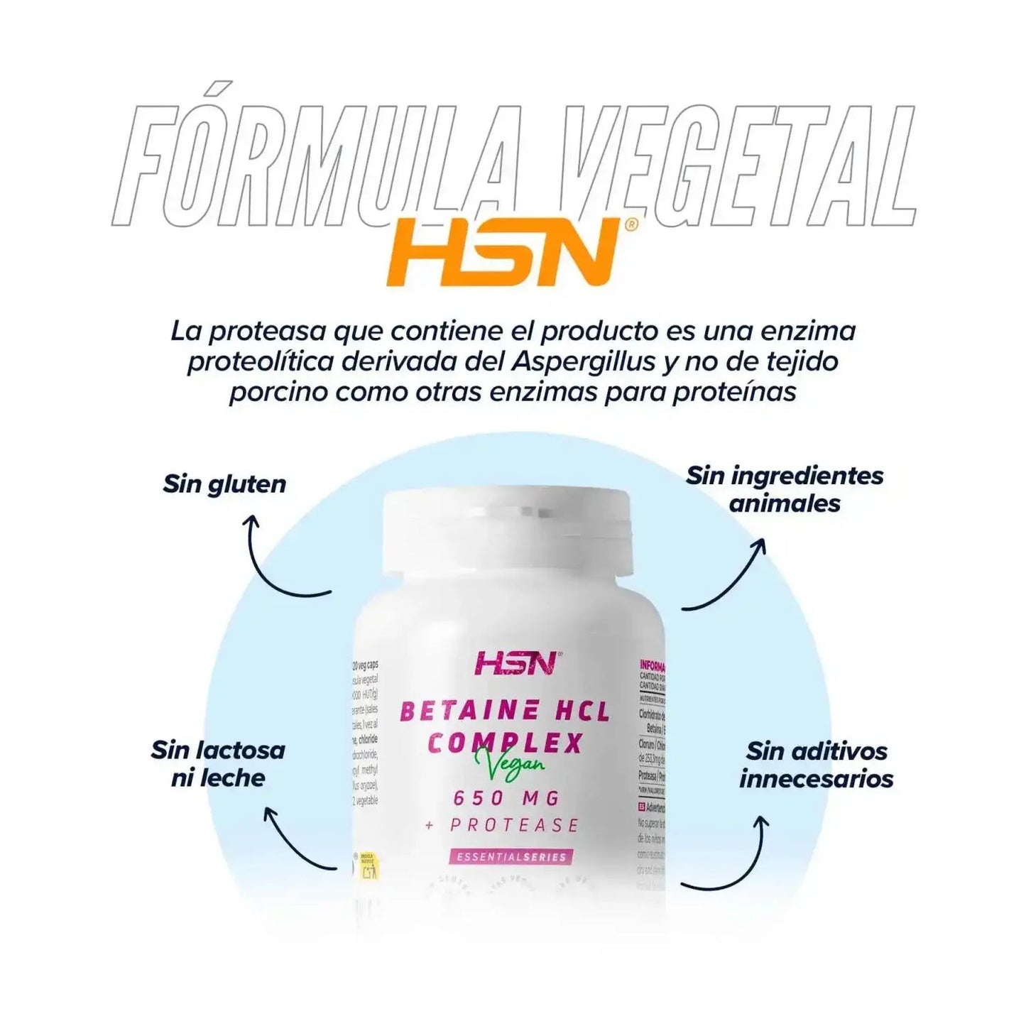 HSN Betaína HCL 650mg Complex 120vcaps
