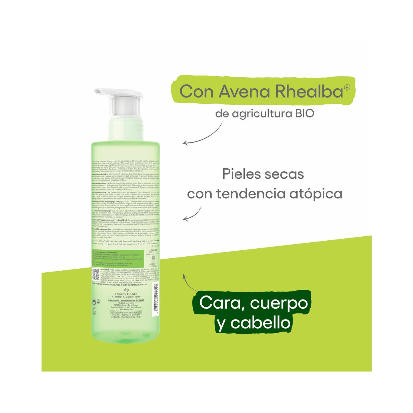 A-Derma Exomega Gel Limpiador Emoliente 2en1 500ml