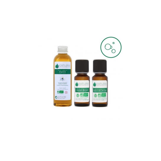 Voshuiles Kit Acné Aceite Esencial BIO 2x10ml + Vegetal BIO 50ml