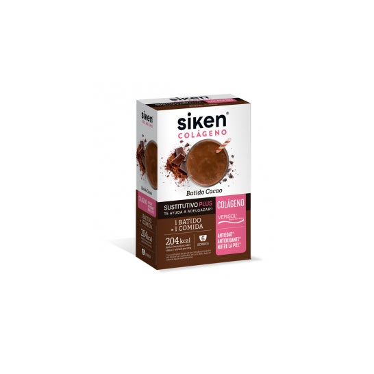 Siken Batido Sustitutivo con Colágeno y Sabor a Cacao 6 Sobres