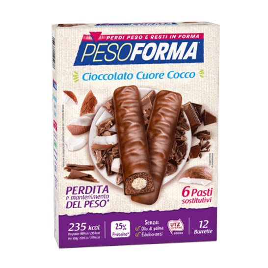 Pesoforma Barrita Chocolate Corazón Coco 12uds