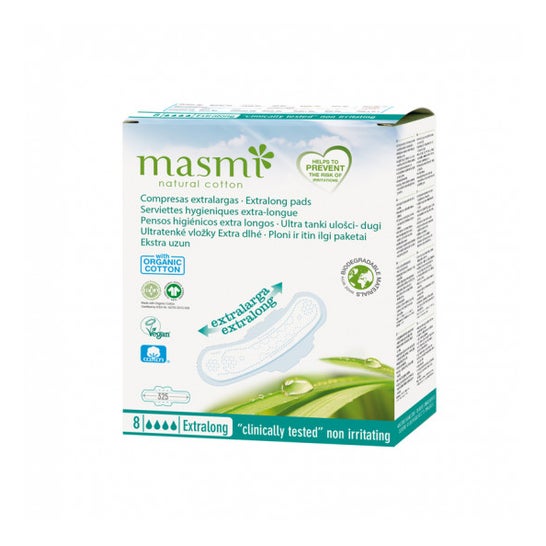 Masmi Compresa Extralarga Algodón Bio 8uds