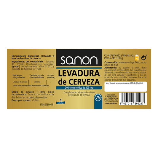 Sanon Levadura de Cerveza 200comp