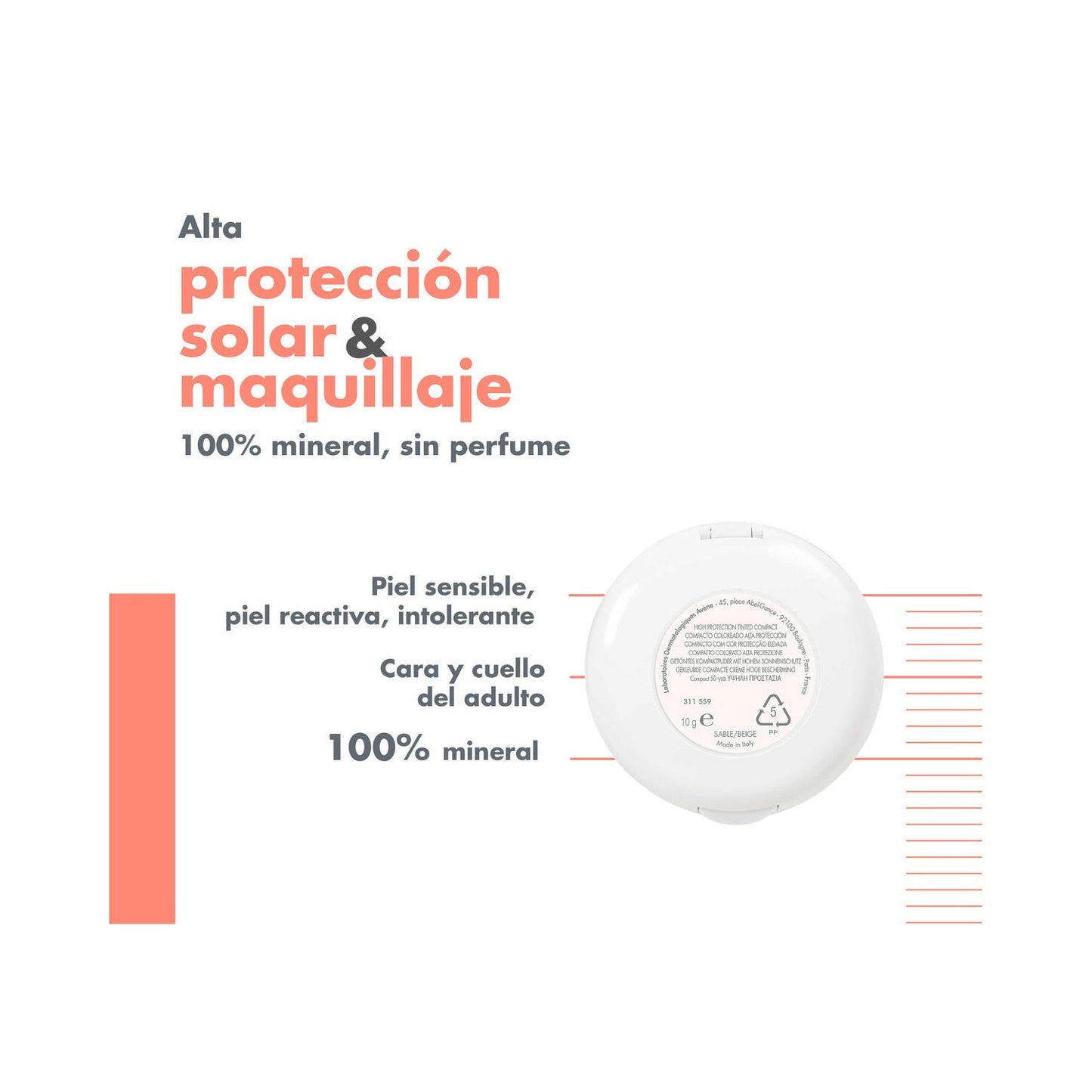 Avène Compacto con Color Alta Protección SPF50 Dorado 10g