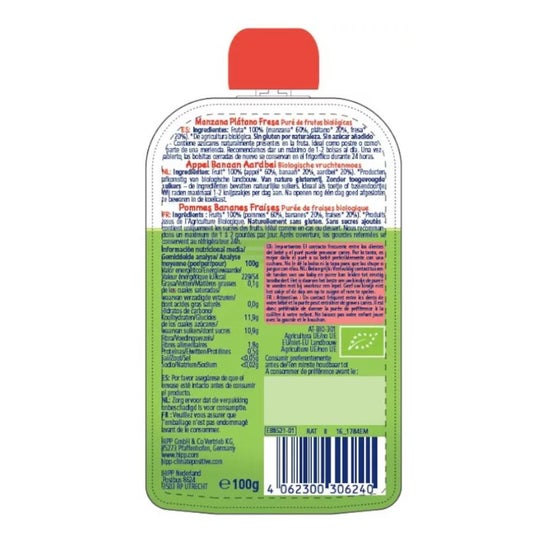 Hipp Bolsita Manzana, Plátano y Fresa 100 g